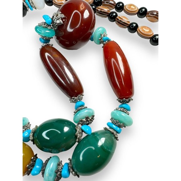 Vintage Natural Genuine Stone Glass Chunky Necklace 30” - Picture 13 of 16
